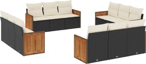 vidaXL Set canapele de grădină, 12 piese, cu perne, negru, poliratan