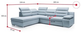 Supermobel Colțar extensibil GRECO, 280x230x100, aston 24, colţ stânga