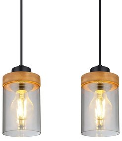 Lustra cu 4 pendule design modern FINCA negru mat, maro inchis