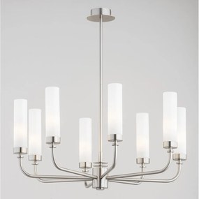 Candelabru 8 brate, otel nickel, sticla alb mat PRESTON 5083