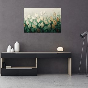 Tablou - Frunze verzi-aurii (90x60 cm)