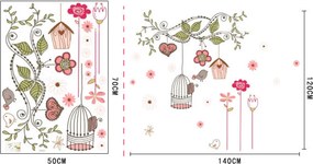 Autocolant de perete "Flori și păsări” 120x140 cm