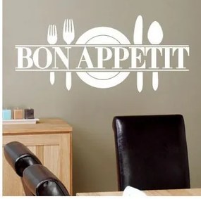 Autocolant de perete "Bon Appetit" alb 60x25 cm