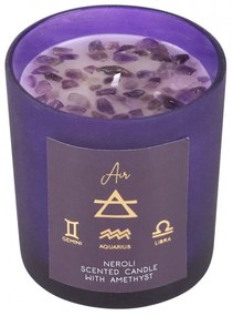 Lumanare zodiacala cu bucatele de Ametist - Element Aer (aroma neroli)