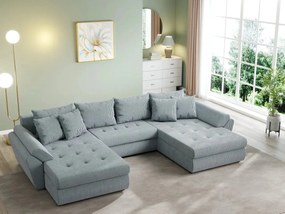 Colțar extensibil dumonde cu ladă de depozitare si sezut confortabil din spuma high-density, Loana U Zoom Grey 355x185 cm