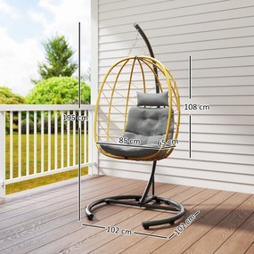 Outsunny Scaun Balansoar din Ratan din PE de Exterior cu Perna | Aosom Romania