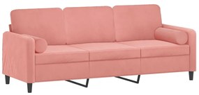 Canapea cu 3 locuri cu pernepernute, roz, 180 cm, catifea Roz, 198 x 77 x 80 cm