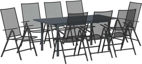 vidaXL Set de masă pentru grădină 9 pcs Antracit