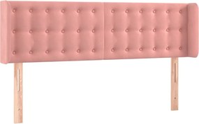 vidaXL Tăblie de pat cu aripioare roz 147x16x78/88 cm catifea