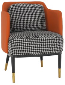 Fotoliu design, model alb-negru/ piele ecologică portocalie, EMREN
