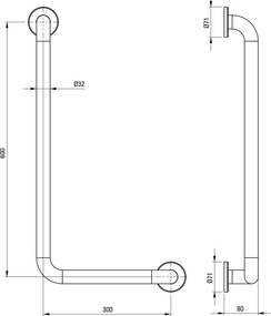 Lehnen Bară de susținere cu montare pe perete, unghi - stânga Finisaj: Crom NIL_0L1D