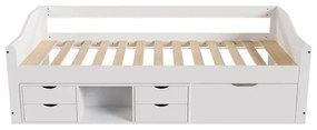 Juskys Pat pentru copii Nalu 90x200 cm cu spațiu de depozitare - alb
