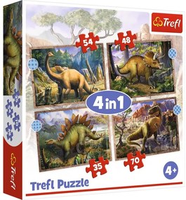 PUZZLE TREFL 4IN1 DINOZAURII INTERESANTI