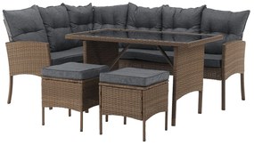 Set mobilier de grădină din ratan RANDA (natural + gri deschis) (pentru 8 și mai multe persoane). 1091735
