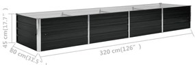 Strat inaltat de gradina antracit 320x80x45 cm otel galvanizat 1, Antracit, 320 x 80 x 45 cm