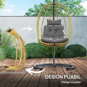 Outsunny Scaun Balansoar din Ratan din PE de Exterior cu Perna | Aosom Romania