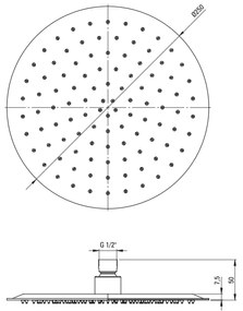 Palarie dus rotunda 250 mm Deante Cascada, ultra subtire, negru mat Negru mat