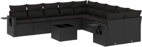vidaXL Set canapele de grădină cu perne, 11 piese, negru, poliratan