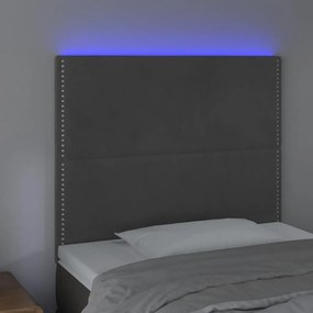 Tablie de pat cu LED, gri inchis, 80x5x118 128 cm, catifea 1, Morke gra, 80 x 5 x 118 128 cm