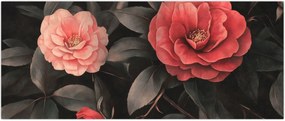 Tablou - Flori roșii pe fundal întunecat (120x50 cm)