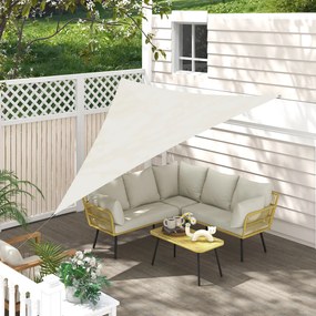 Outsunny Cort Parasolar Triunghiular Protecție UV, Ideal pentru Grădină, Terasă, Piscină, Alb Crem, 3x3x3m | Aosom Romania