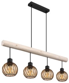 Lustra suspendata design vintage Paulo negru, natur