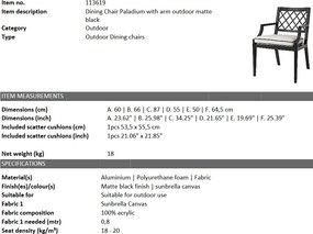Scaun cu brate pentru interior si exterior Paladium, negru 113619 HZ