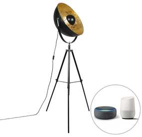 Lampă de podea inteligentă industrială neagră cu trepied incluzând WiFi A60 - Magna 50 Eglip