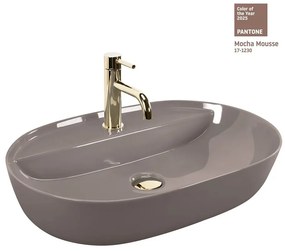 Lavoar pe blat Rea Aura oval 61 cm bej lucios