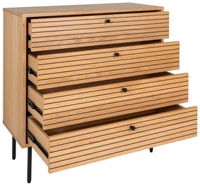 Comodă în culoare naturală înaltă cu aspect de lemn de stejar 80x85 cm Kyoto – House Nordic