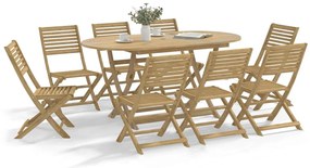 vidaXL Set mobilier de grădină, 9 piese, lemn masiv de acacia