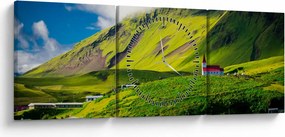 Tablou cu peisaj montan (cu ceas) (90x30 cm)