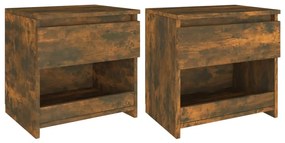 vidaXL Noptiere, 2 buc., stejar afumat,40x30x39 cm, lemn prelucrat