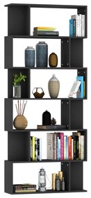 Bibliotecă/separator cameră, negru, 80 x 24 x 192 cm, pal