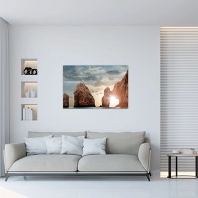 Tablou - Apus de soare peste stânci (90x60 cm)