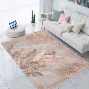 Covor bej lavabil 80x150 cm Dusty Leaves – Mila Home