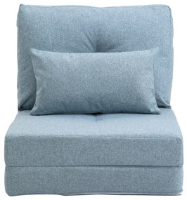 HOMCOM Fotoliu de podea Pat pliant cu saltea pliantă, design 2 în 1, pernă detașabilă, 60 x 80 x 56 cm, Himmelblau | Aosom Romania