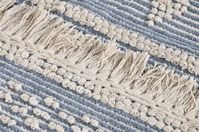 Covor din bumbac țesut manual, albastru și alb, 120 x 180 cm, 1600 gr, „Cotton Carpet Blue"