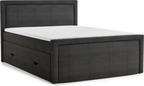 Pat boxspring gri antracit cu spațiu de depozitare 160x200 cm Fresco – Maison de Rêve