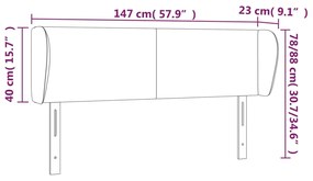 Tablie de pat cu aripioare crem 147x23x78 88 cm piele ecologica 1, Crem, 147 x 23 x 78 88 cm