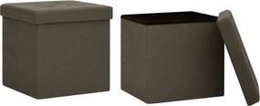 vidaXL Taburete depozitare pliabile 2 buc. maro închis imitație pânză