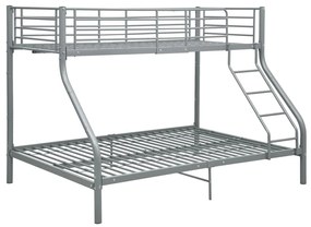 287904 vidaXL Cadru de pat supraetajat, gri, 140 x 200/90 x 200 cm, metal