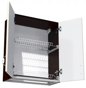 Corp superior 60 cu 2 usi cu scurgator de vase Zebra MDF vanilie simplu