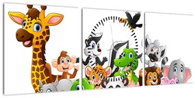 Tablou - Animale (cu ceas) (90x30 cm)