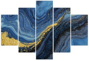 Tablou - Abstracție albastru-aurie (150x105 cm)