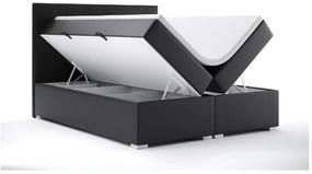Pat matrimonial Boxspring 160 cm Melo (Negru piele ecologică) (cu sp. depozitare). 1044178