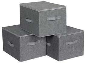 Cutii de depozitare ELVIS, 3 buc, 40x30x25cm, gri SongmicsHome