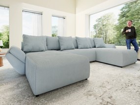 Colțar extensibil dumonde cu ladă de depozitare si sezut confortabil din spuma high-density, Berlin U Zoom GREY 380x180 cm