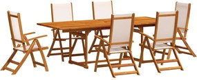 vidaXL Set mobilier de grădină, 7 piese, lemn masiv acacia/textilenă