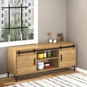 HOMCOM Set complet pentru ușă culisantă de 200 cm cu ghidaj pe podea, șină pentru ușă culisantă, role de alunecare, kit pentru ușă dublă din oțel carbon | Aosom Romania